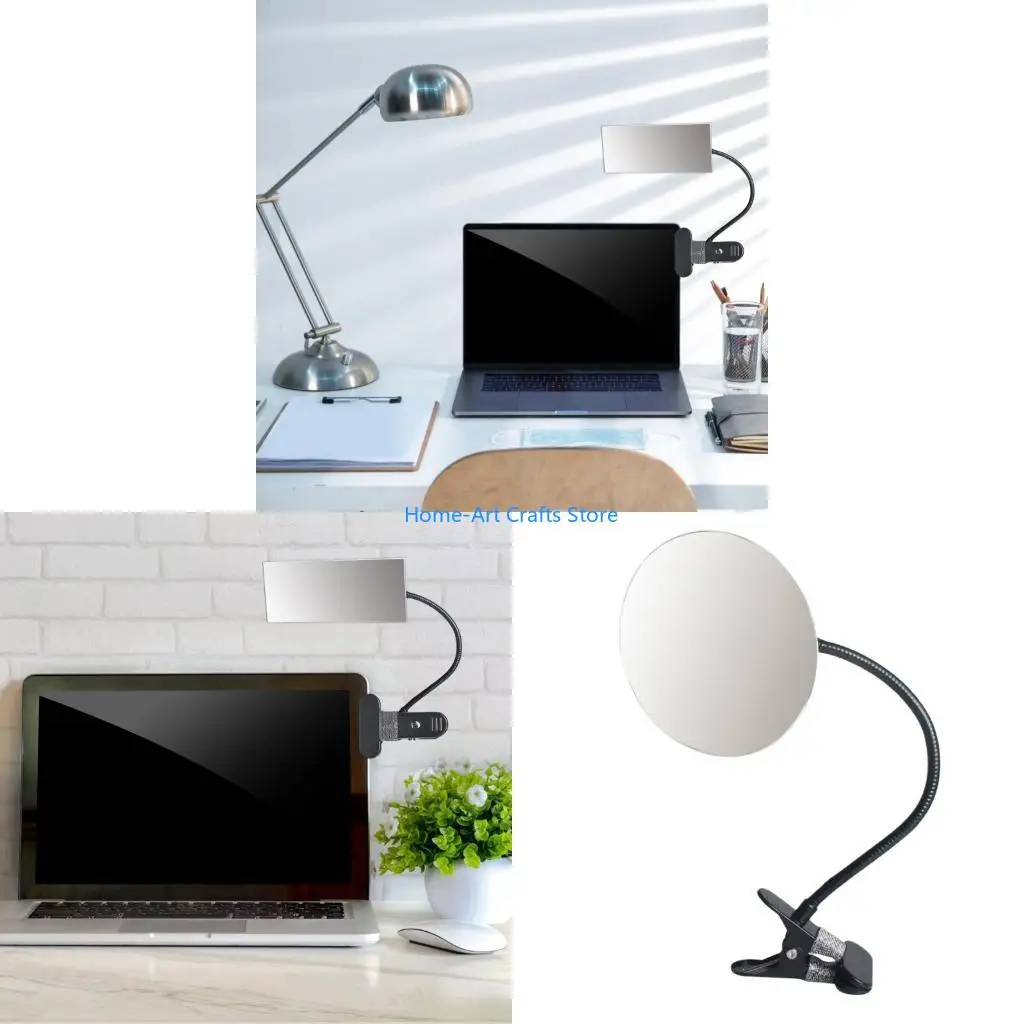 Y3NA 360 Degree Adjustable Rectangle/Round Clip On Mirror Flexible Makeup Mirror for Desk or Cubicle Safety and Security