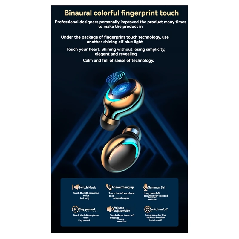 سماعات أذن لاسلكية داخل الأذن ، سماعات أذن صغيرة ، ميكروفون ، IPX7 مقاوم للماء ، شاشة ليد ، سماعات أذن لركوب الدراجات ، الجري