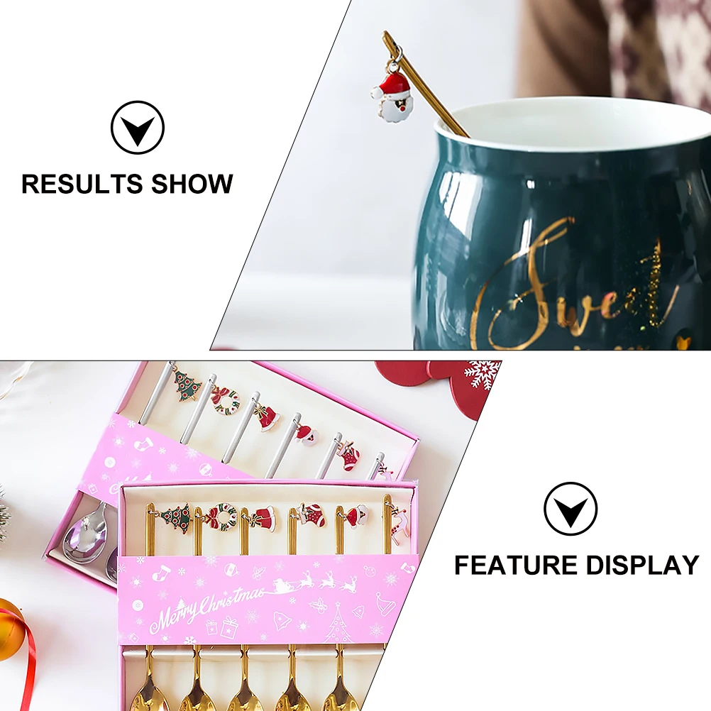 

6pcs Stainless Steel Christmas Coffee Spoons Mirror Finish Polished Design Holiday Gift For Family Friends