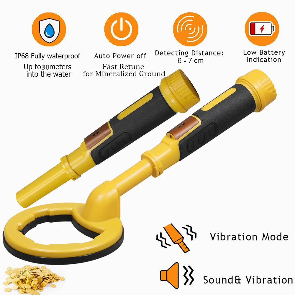 2 in 1 voll wasserdichter Hand-Pin pointer Unterwasser-Gold metall detektor Finder Puls induktion de Metall holster LED