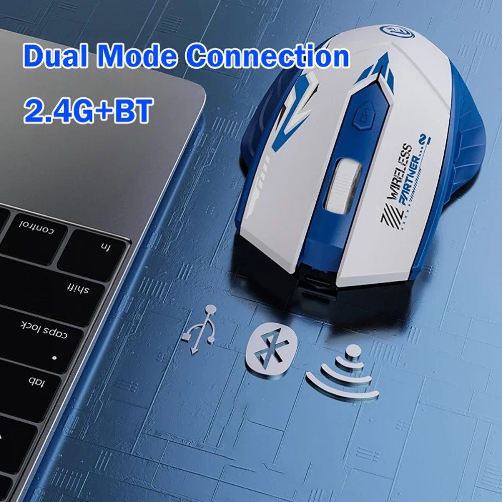 KEBIDUMEI 6 Buttons Bluetooth 5.4 Mouse 2.4G Wireless Mouse Dual-Mode Mouse Rechargeable Gaming Mouse Office Mice For PC Laptop