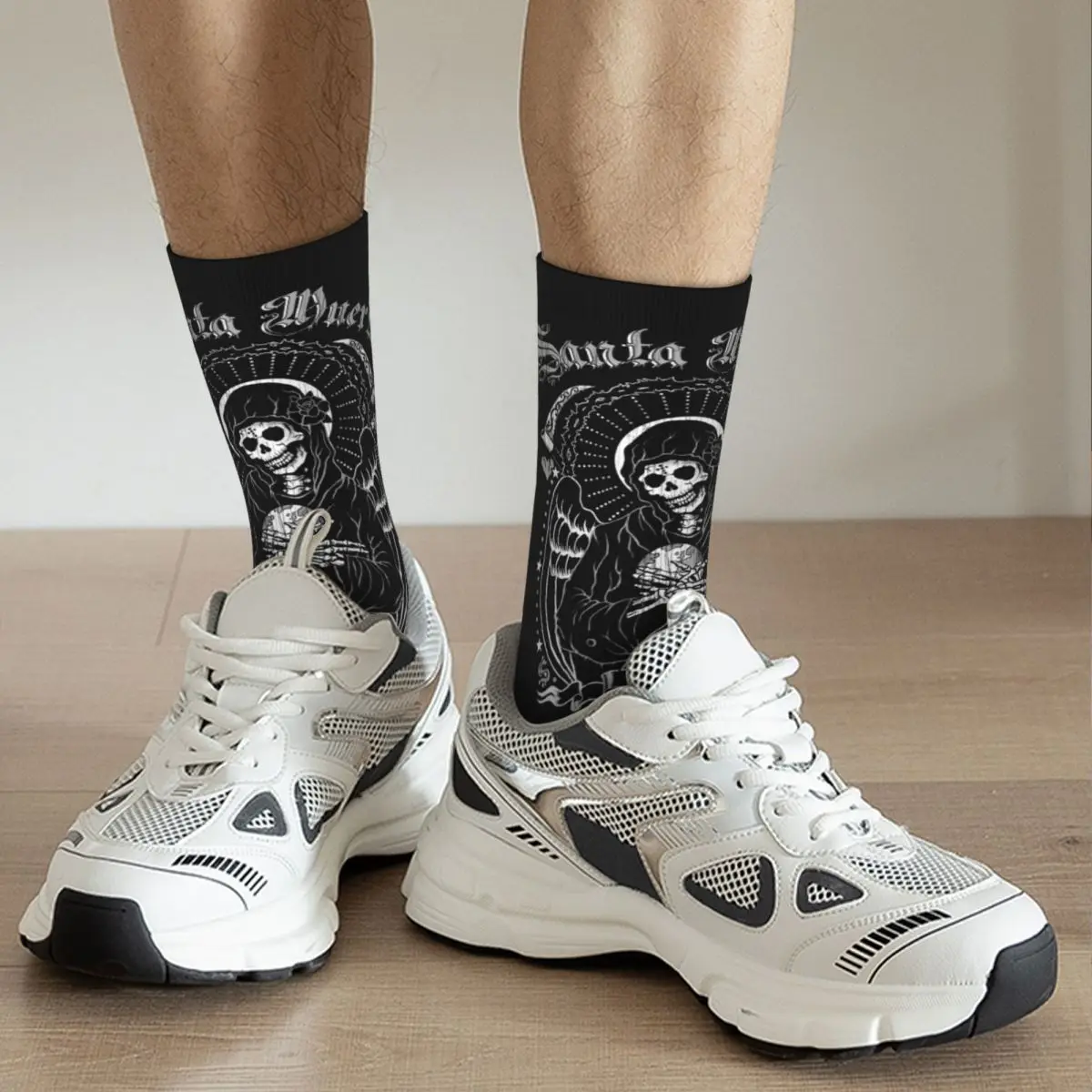 Autumn Winter Harajuku Women Men Holy Death Santa Muerte Skull Socks Horror Halloween Sweat Absorbing Middle Tube Socks