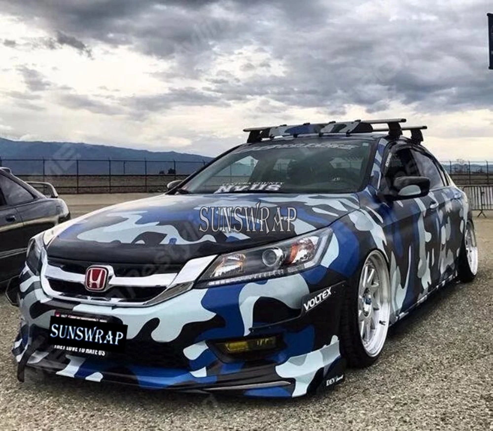 

Tactical Blue Large Camo Car Vinyl Wrap – UV Resistant Weatherproof Film for Hood/Bumpers/Doors Decoration 1.52x20m/roll