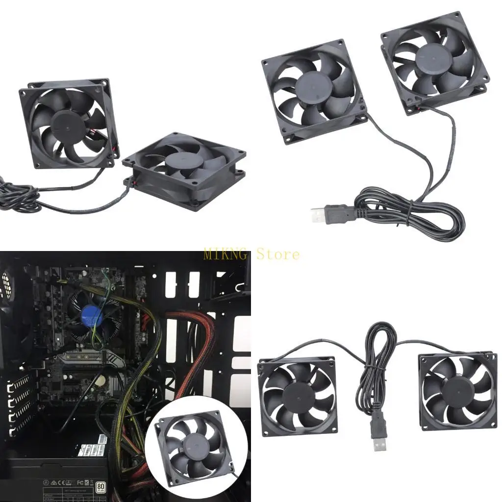 

8CM USB Powered Double Cooling Fan 5V for Electronics and Pet Houses Oil Bearing best sale