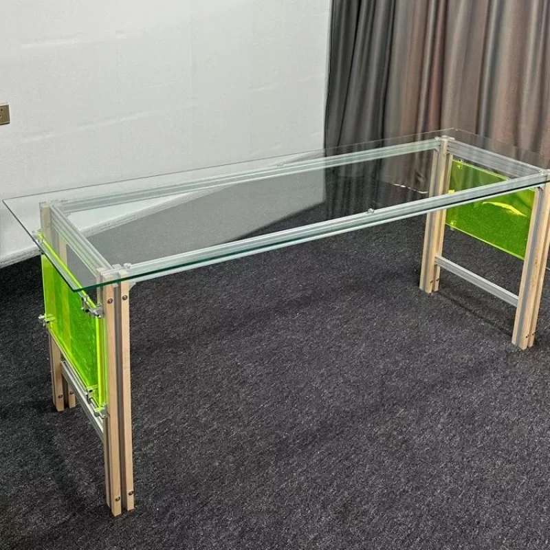 

Glass office computer desk reception negotiation meeting room table desk household long hair learning writing table large board