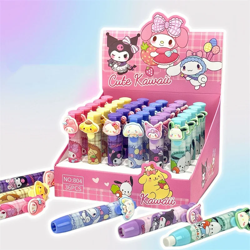 24pcs/lot Sanrio Kuromi Melody Press Eraser Cute Writing Drawing Pencil Erasers Stationery For Kids Gifts School Supplies