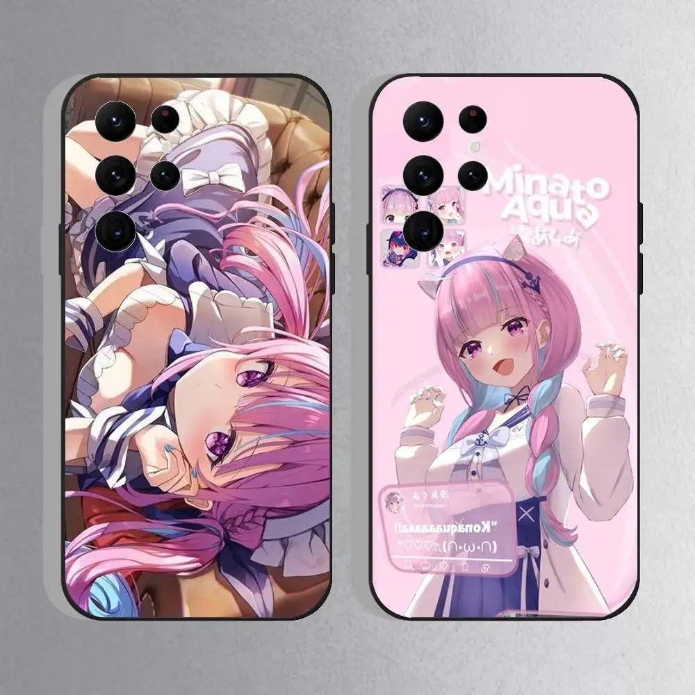 

Minato Aqua Hololive Phone Case For Samsung S25,S24 Ultra,S20,S30 plus,S22 plus,S23,S30 Ultra 5G Silicone Black Shell