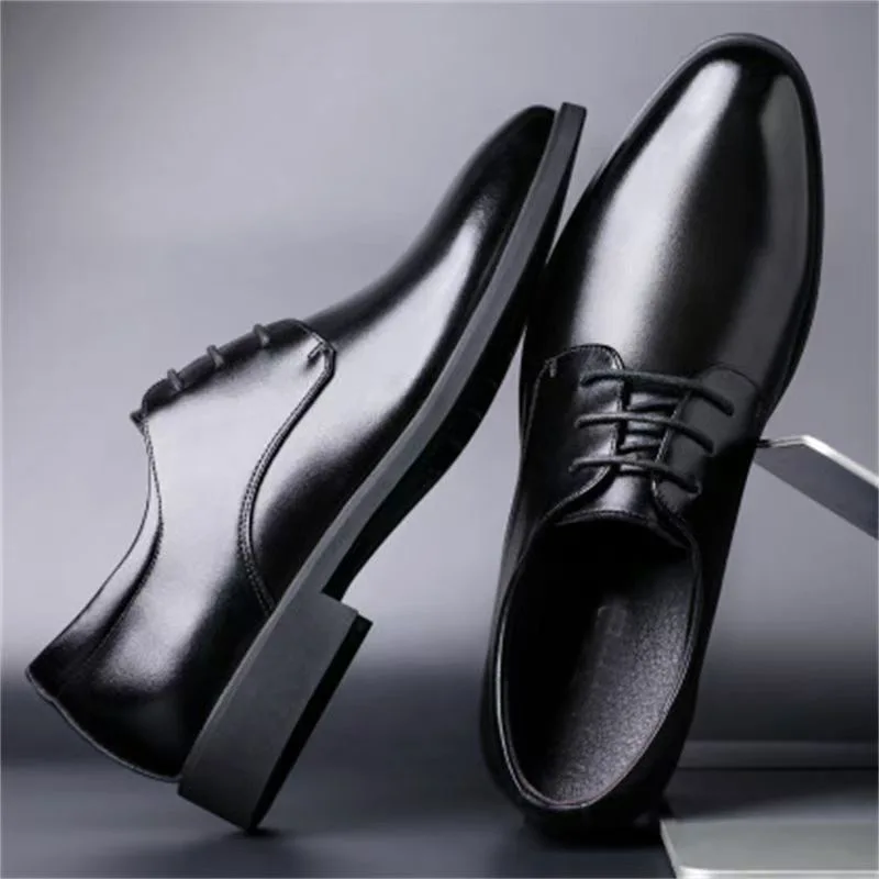 

Men's Pointed Toe Formal Leather Dress Shoes Lace-Up Business Oxford Shoes Comfortable Wear-Resistant Wedding Footwear