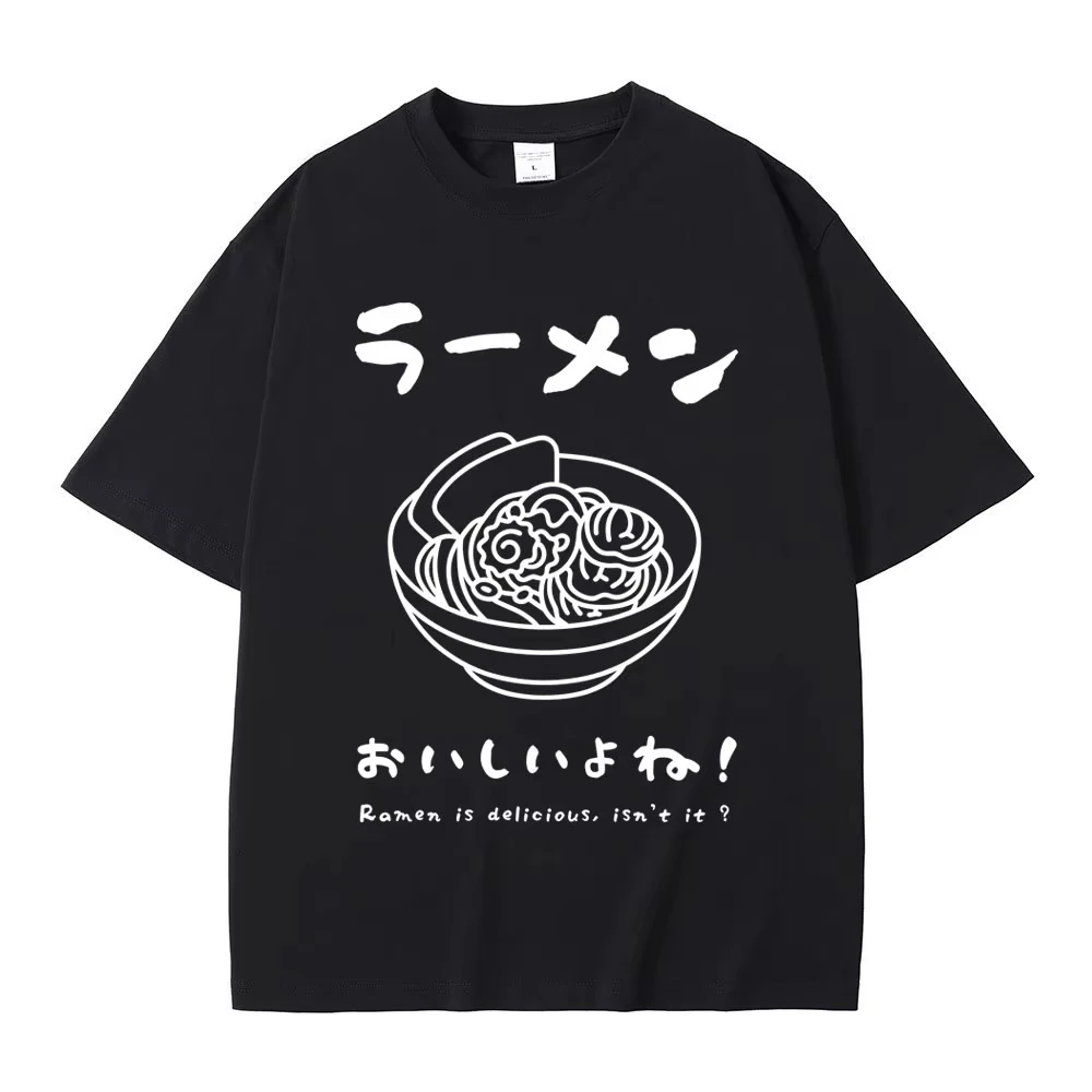 Camiseta Ramen para amantes de la comida, estilo japonés Kawaii, ropa de calle, camiseta de fideos para amantes de la comida, camisetas de manga corta de gran tamaño de algodón para hombres y mujeres