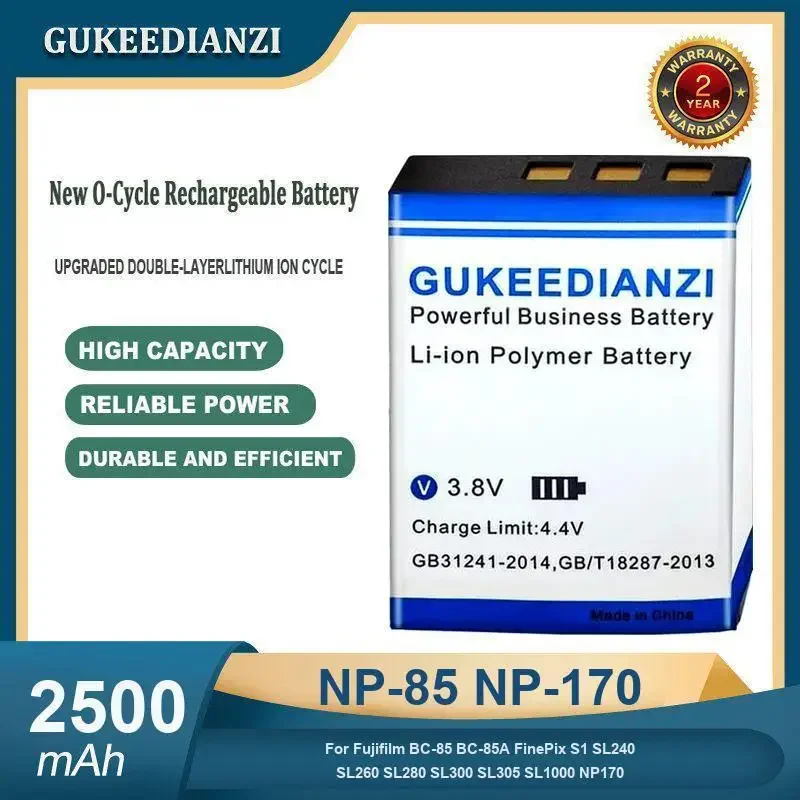 2500 мАч NP-85 NP-170 аккумулятор для камеры Fujifilm BC-85 BC-85A FinePix S1 SL240 SL260 SL280 SL300 SL305 SL1000 NP170