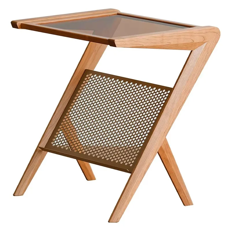 

Side table removable medium small solid wood tempered glass home furniture sofa significant other cheese style