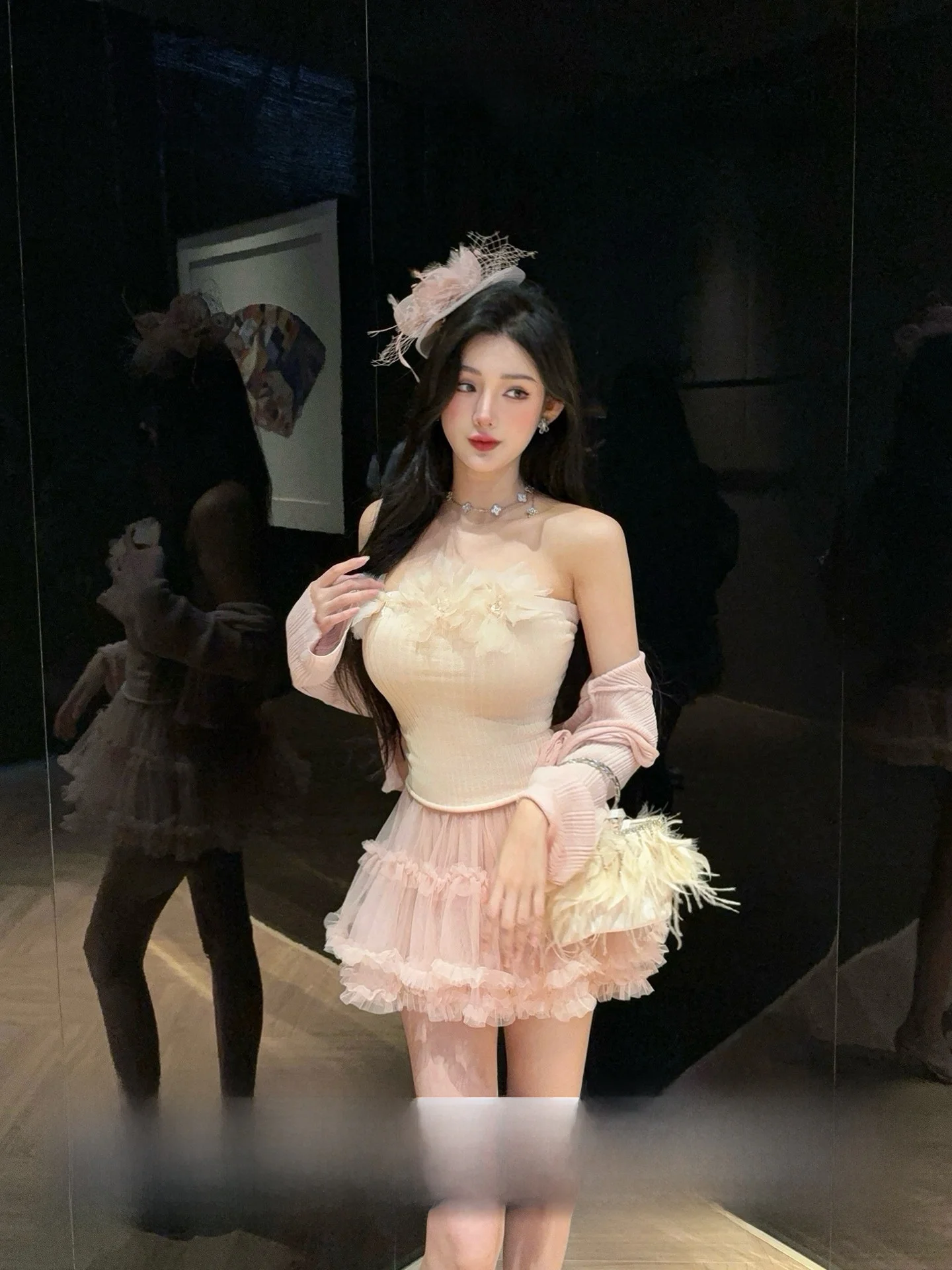 

Joykiki Pure Desire Knitted Top And High Waist Skirt Set Women's Svel Bustier Sexy Ciwalk Polyester Fiber