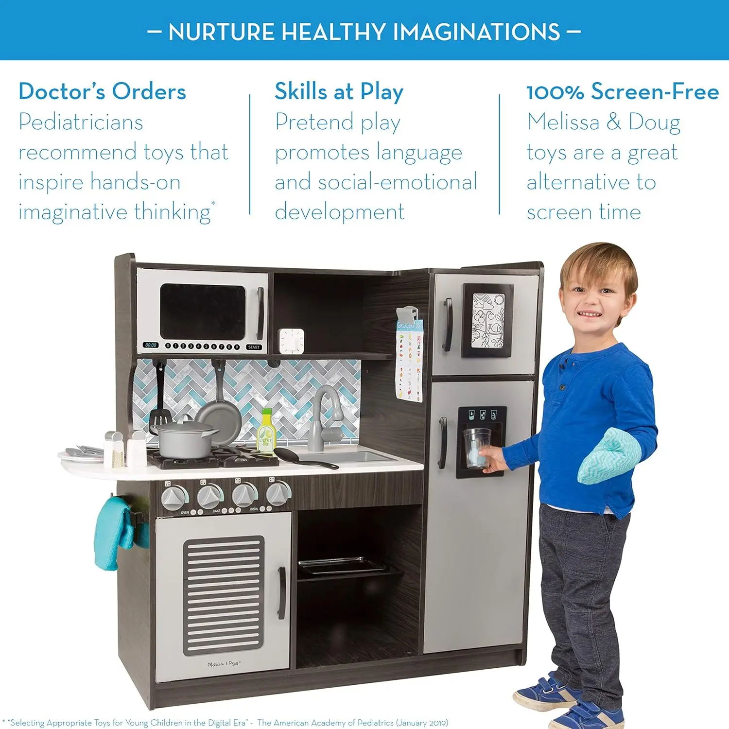 Ensemble de jeu de cuisine en bois pour les tout-petits, jouet de simulation de chef, distributeur de cubes de glace, gris charbon de bois