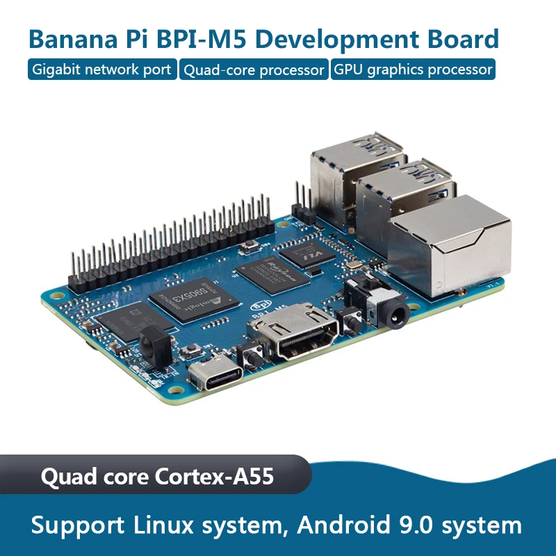 Banana Pi BPI-M5 Development Board 4GB RAM 16GB eMMC Quad Core Cortex-A55 Support Linux System, Android 9.0 System