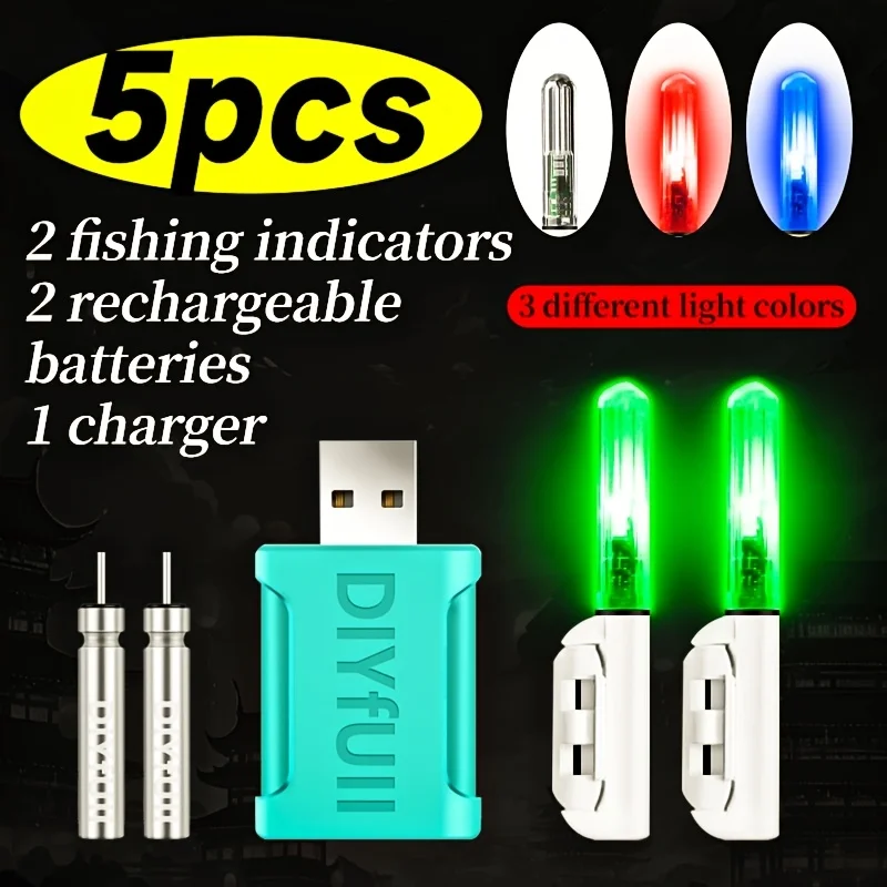 1 set - Alarma para caña de pescar, luz inteligente intermitente que cambia de color, luz de detección de picadura de pez que cambia de color, alarma luminosa de pesca.
