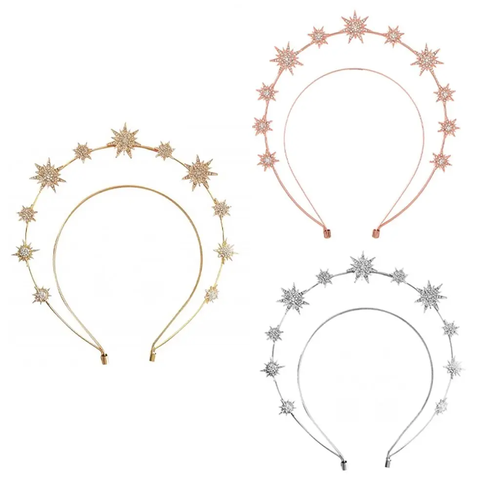 Fashion Baroque Style Rhinestone Star Hair Band Double Star Zirconia Hair Band Wedding Headdress Korean Simple Headwear