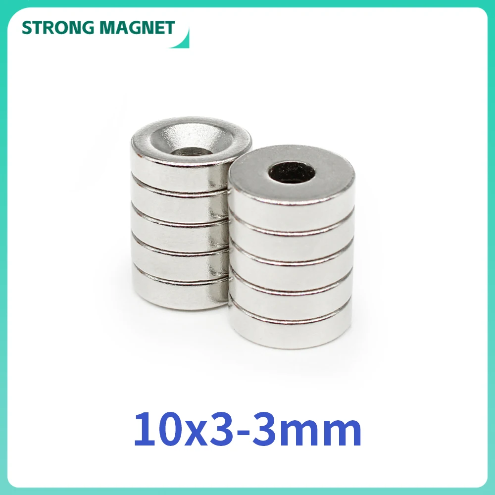 10/20/50/100/200PCS 10x3-3mm Neodymium Magnet Hole 3mm N35 Round Super Strong Countersunk Permanent Magnetic Magnets