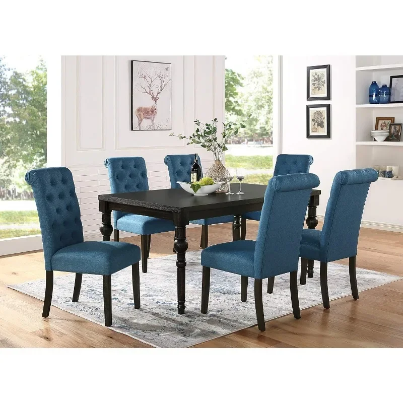 

Roundhill Furniture Leviton Urban Style Dark Washed Wood Dining Set: Table