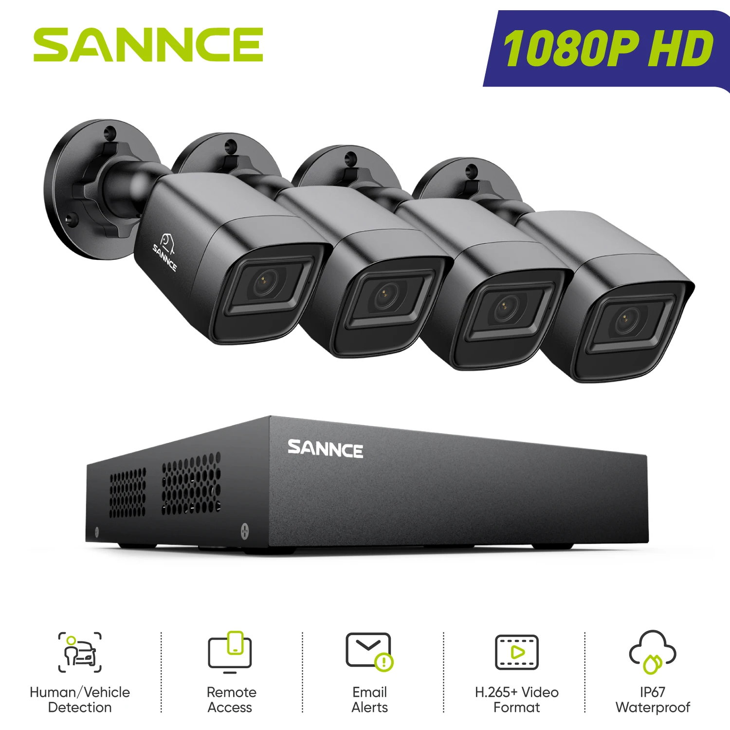 SANNCE 1080P Sicherheitskamerasystem 8CH Heimüberwachung DVR Outdoor CCTV-Kamera mit 100 Fuß Nachtsicht Smart Playback