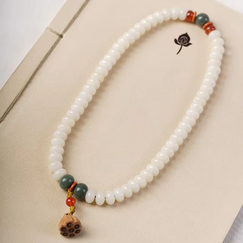 White Jade Bodhi DIY Blue Jade Bracelet Specification 6 × 9 Men's and Women's Cultural and Decorative Bead Jewelry