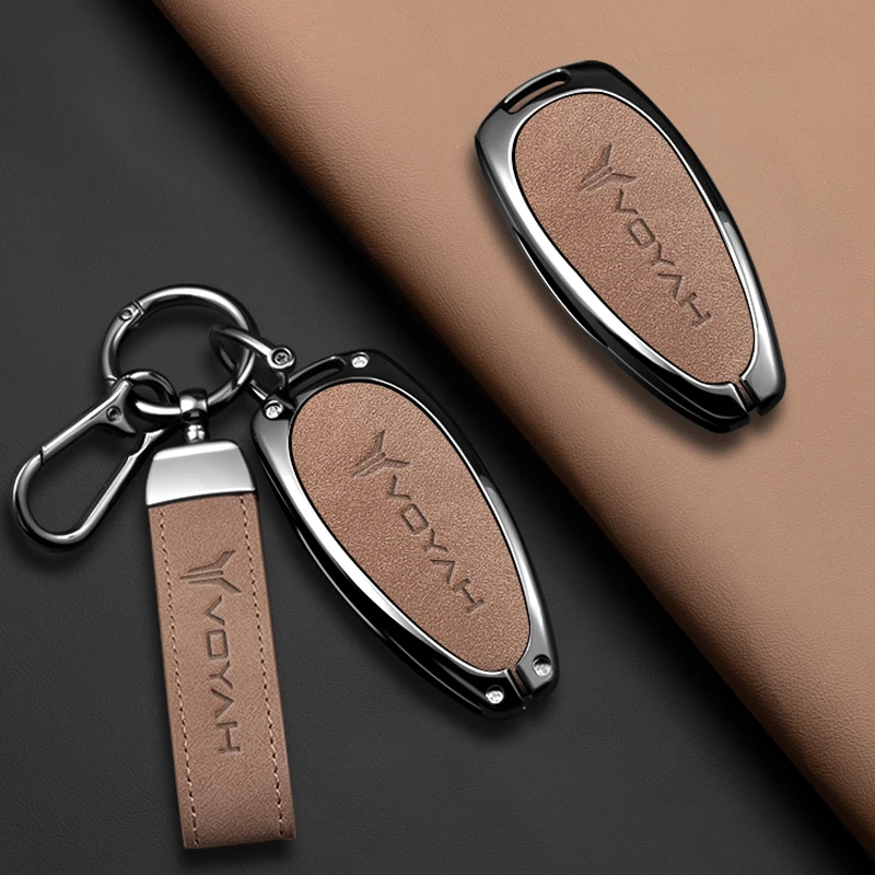 Leather Car Smart Remote Key Case Cover Fob for Voyah Dreamer Dream Free Galvanized 2022 2023 2024 2025 Keychain Accessories