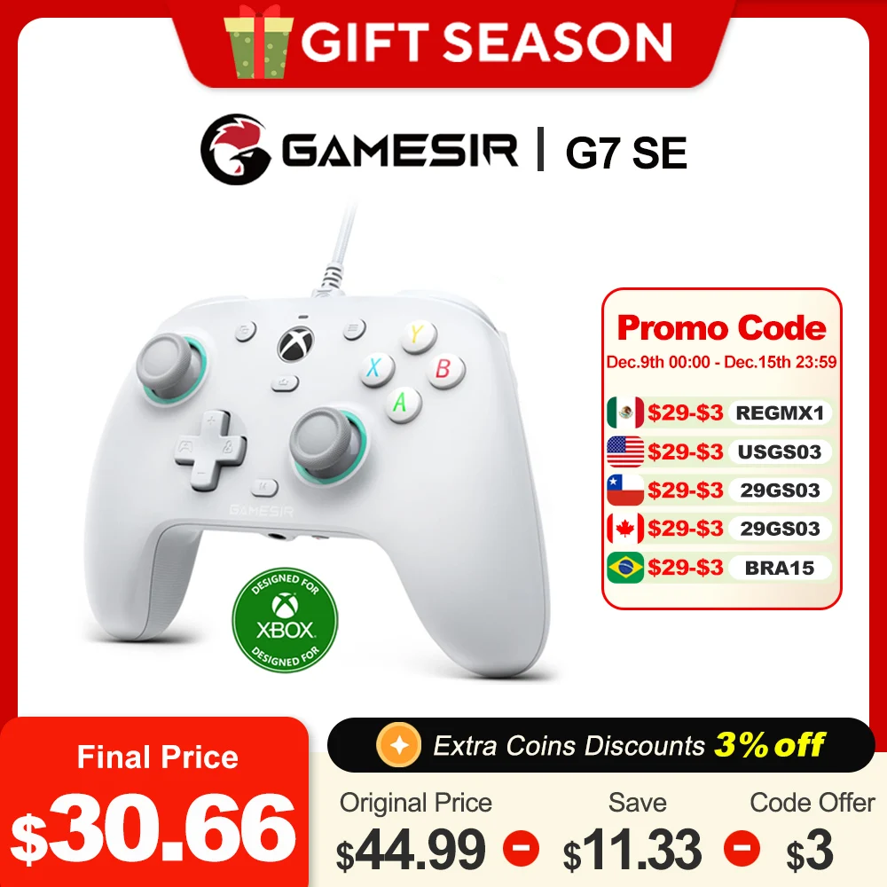 GameSir G7 SE Controller cablato Xbox Gamepad con joystick ad effetto Hall e trigger per Xbox Series X, Xbox Series S, Xbox One