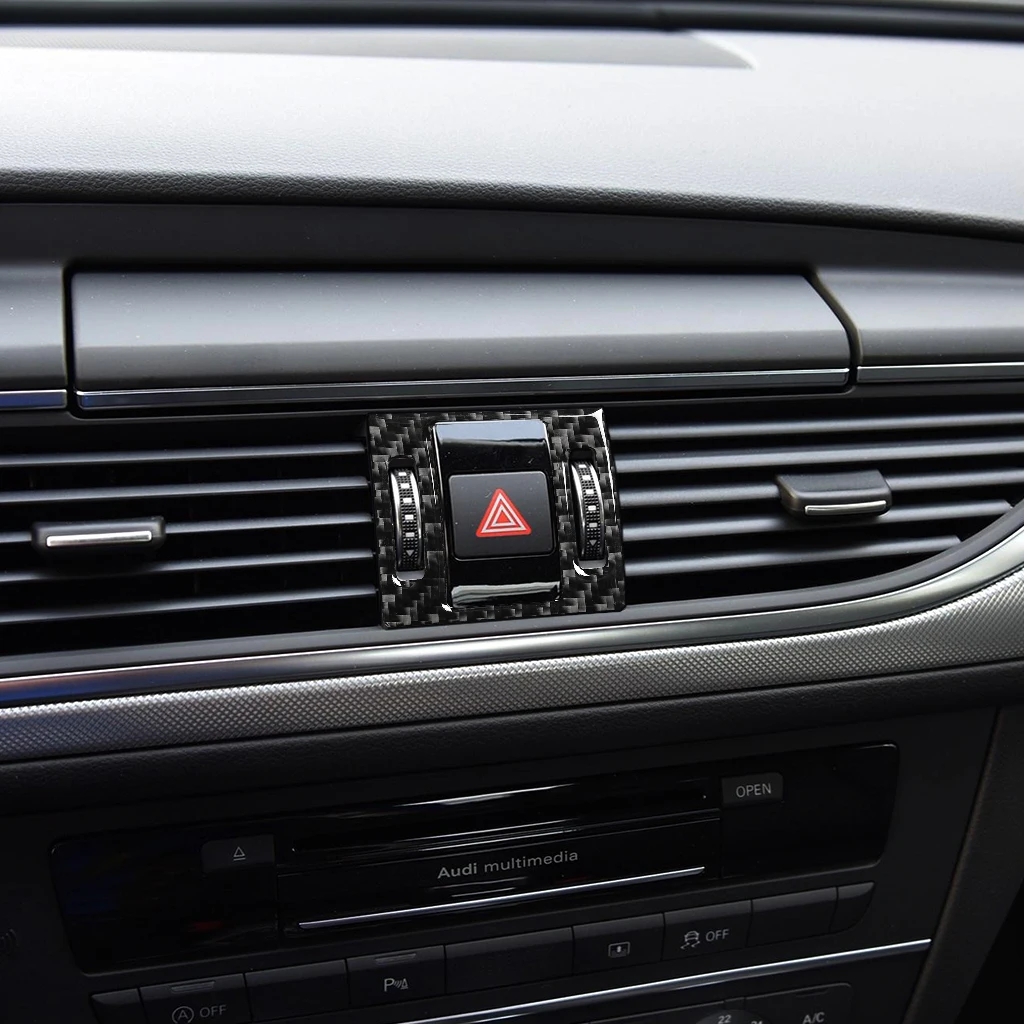 For Audi A6 S6 C7 A7 S7 4G8 2012-2018 Warning Lights Decoration Cover Trim Sticker Car Interior Accessories Carbon Fiber