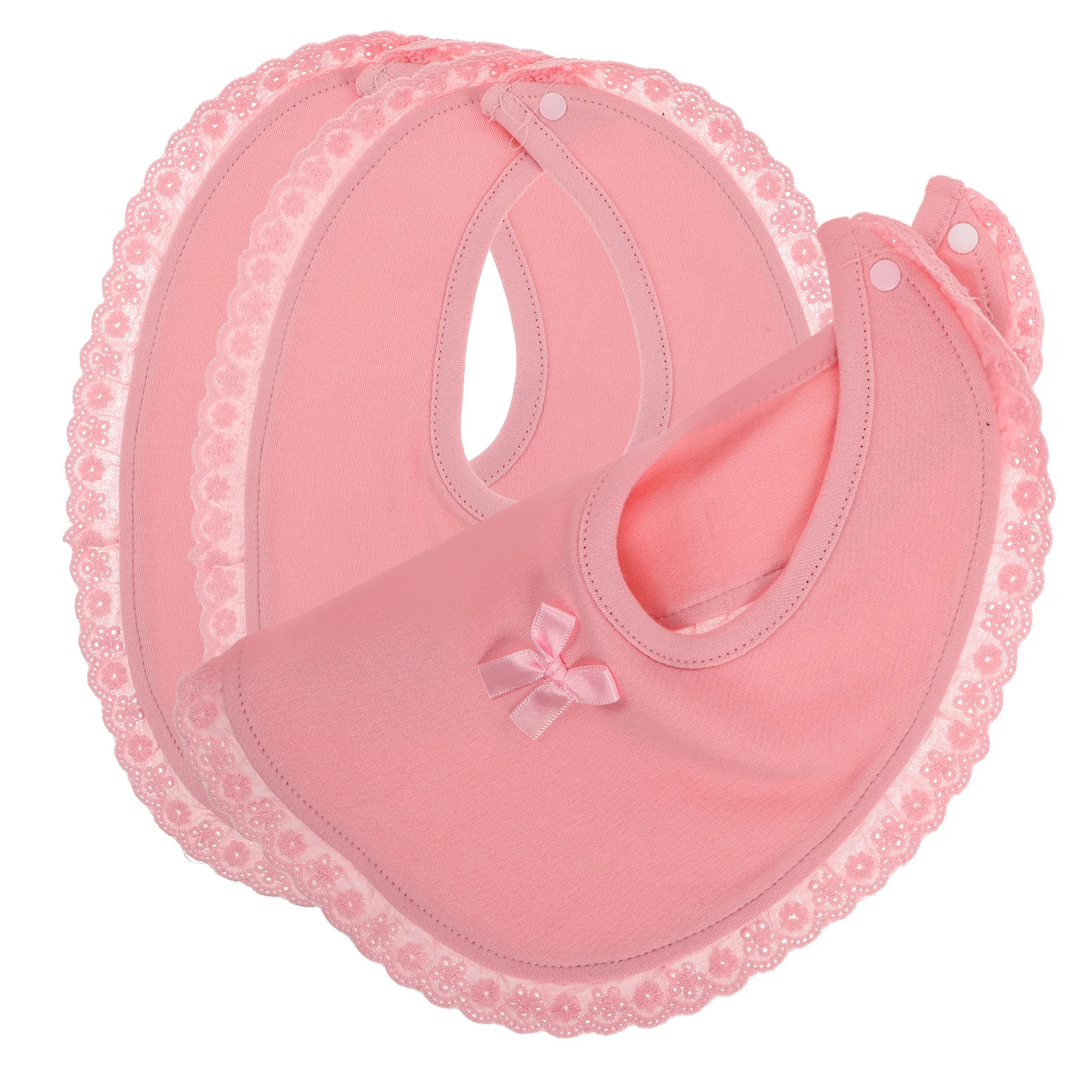 Bavoirs princesse en coton pour bébé, 3 pièces, bords en dentelle, doux et absorbant, pour nourrissons, bave, dentition, en mousseline, avec boutons
