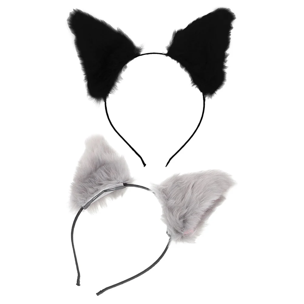 2 pezzi di peluche orecchio di gatto fascia pelosa orecchie di Halloween fascia per capelli morbida donna ragazza costume accessorio per feste orecchie di gattino