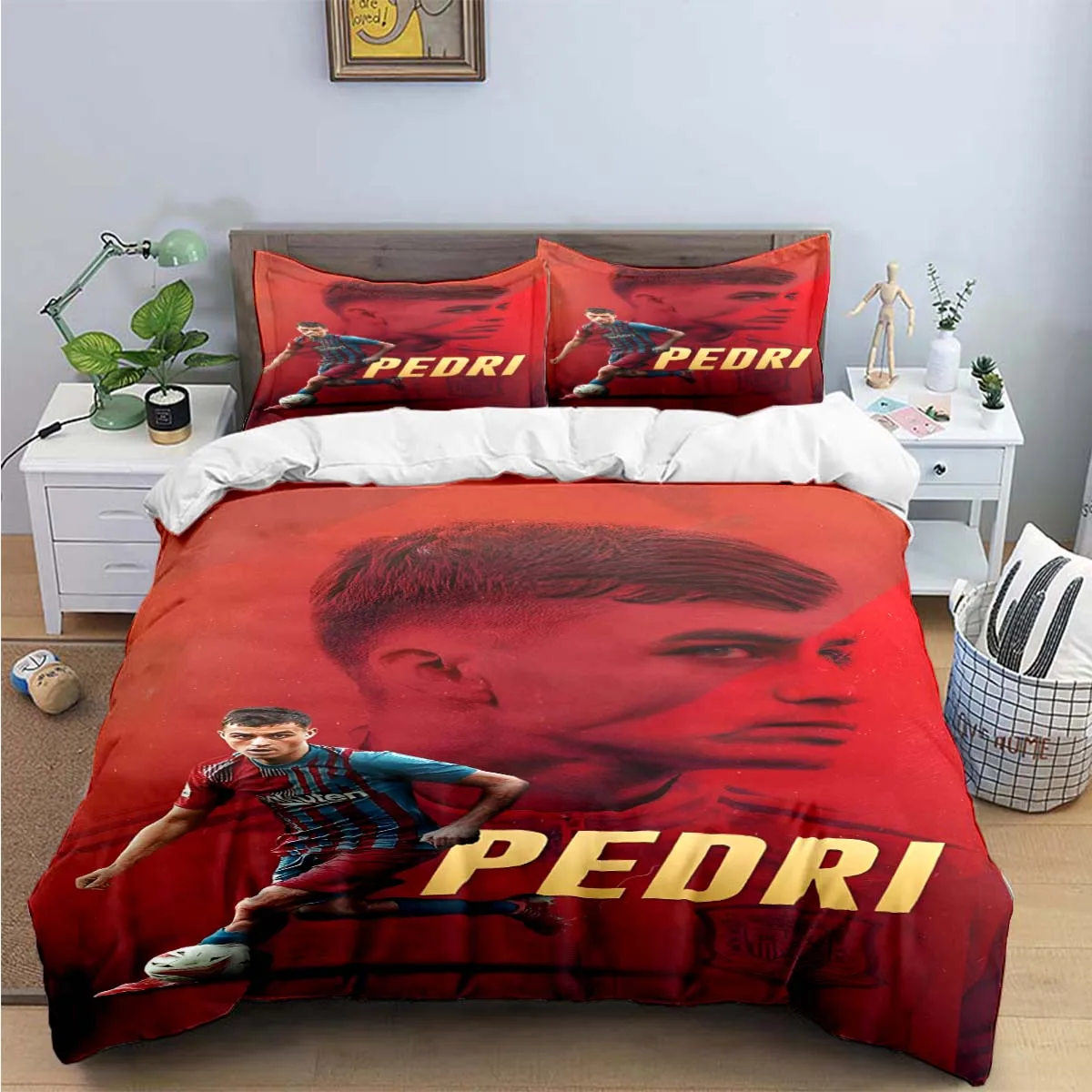 

Spain Hot Fashion Football Star P-Pedri Print Bedding Sets Bed Supplie Set Comforter Set Teens Girls Twin Single Kid Gift