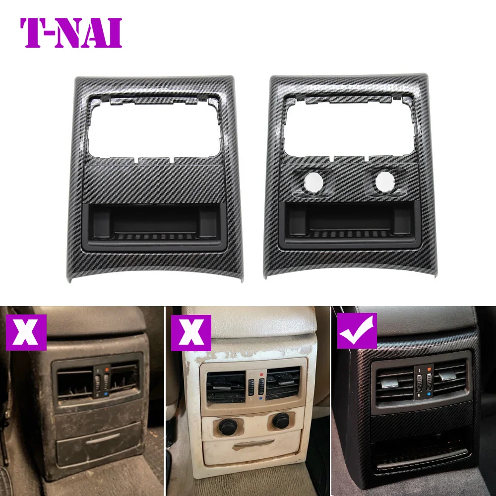 

LHD RHD Carbon Fiber Car Rear Air Conditioner AC Vent Outer Frame Ashtray Cover Trim Replacement For BMW 3 Series E90 E91