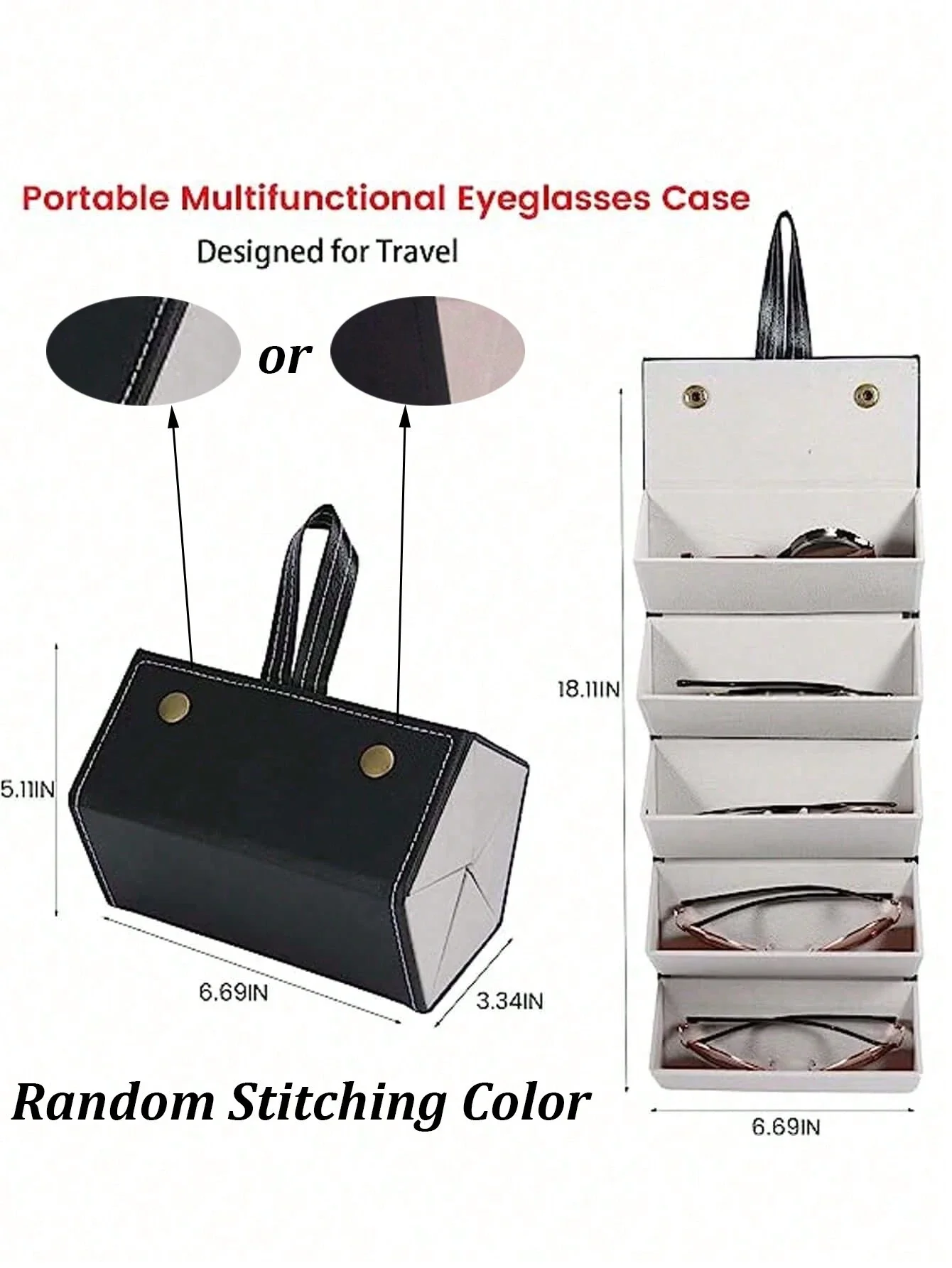 5 cells Simple Foldable Glassed  Box, Travel Portable Organizer, Glasses Holder, Sunglasses Organizer, 3-Slot Eyeglasses Case Bo