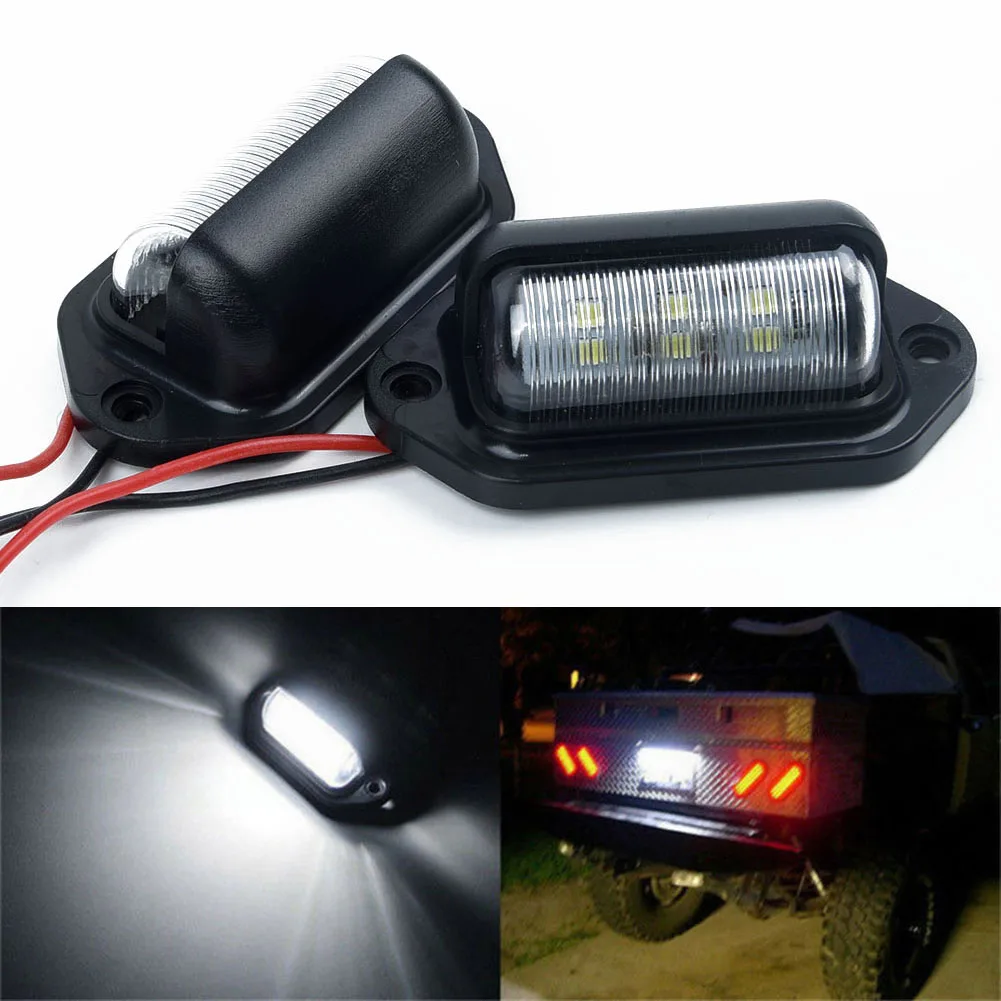 2pcs 6-LED Car License Plate Lights Boat Truck Trailer Step Lamp 12V Replacement Signal Light Car Accessories Parts