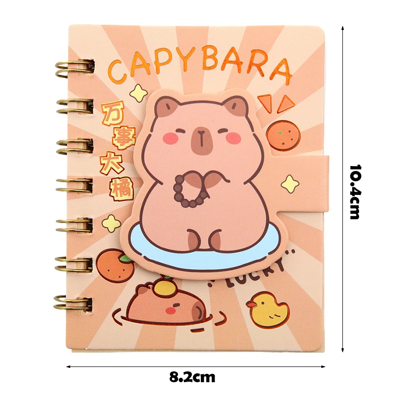 A7 코일 노트 만화 Capybara 미니 메모장 일기 일정 플래너 귀여운 포켓 코일 노트 학생 문구