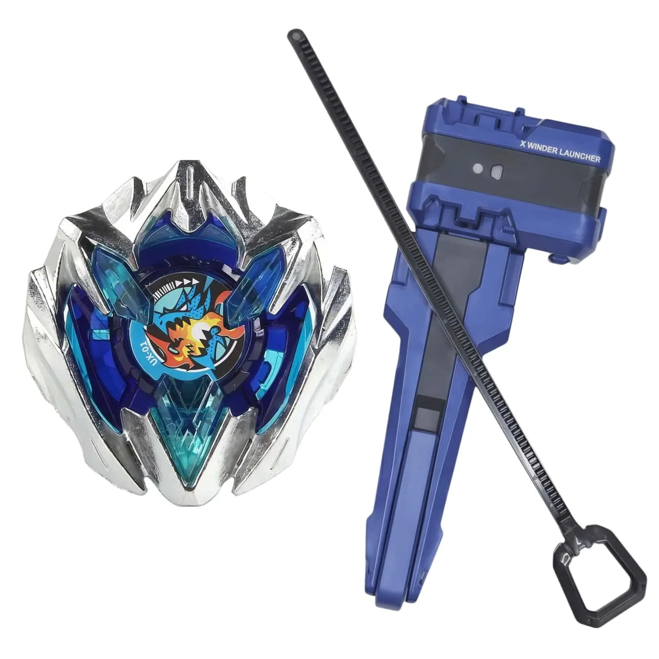 Takara Tomy UX-01 Dran Buster 1-60A Silberblau Multi Nana-iro Exklusiver Angriffs-Kampf-Spinnkreisel für Jungen, Sammler-Gyro-Spielzeug – Detail 6