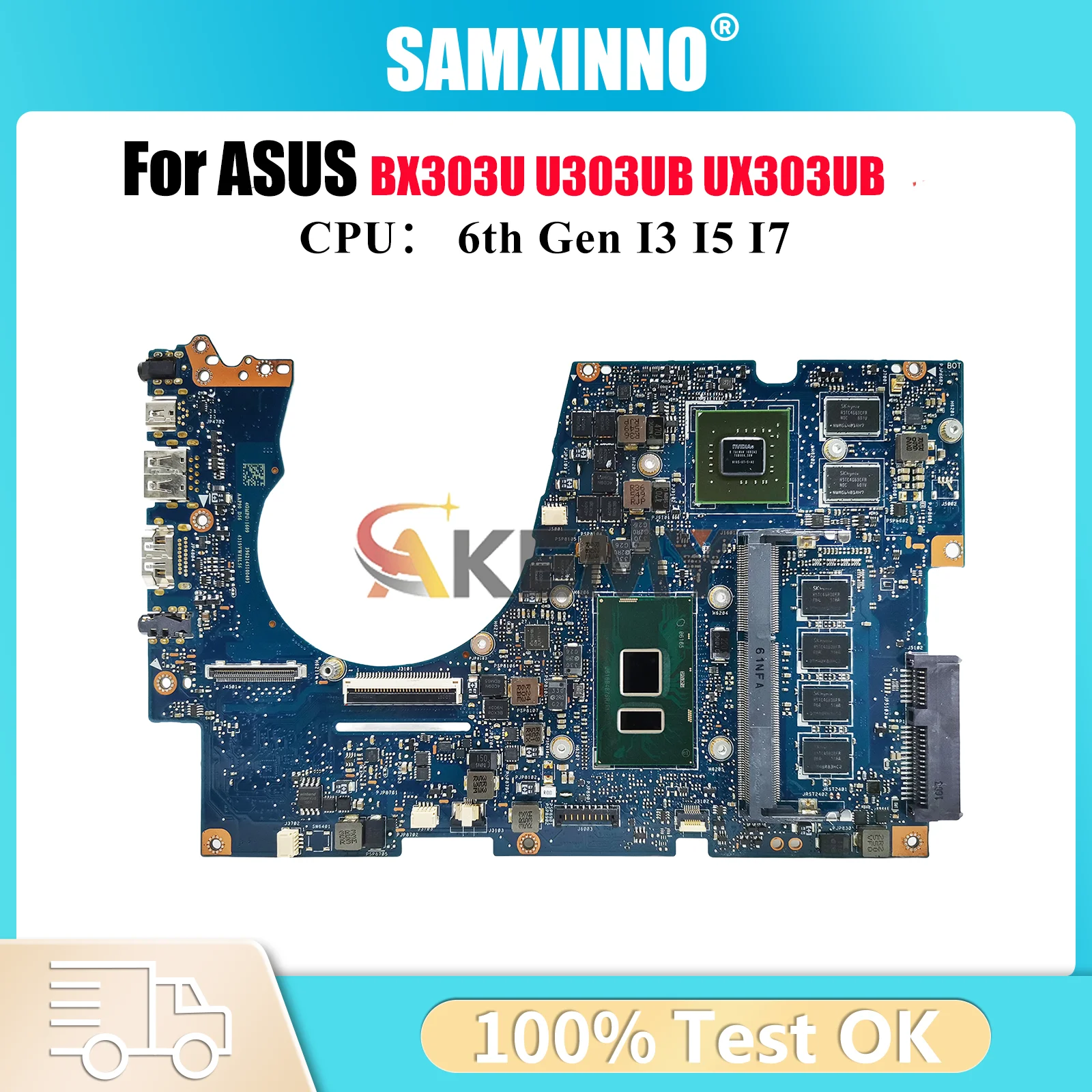 

UX303UB Laptop Motherboard For ASUS ZenBook UX303U U303UB U303UA UX303UB U3000 BX303U Mainboard With I3 I5 I7 CPU 100% tests OK