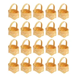 20 Pcs Wood Chip Candy Hamper Mini Basket Fruit Flower Girl Wicker Holder Small Woven Baskets Chocolate Gift Wooden Child