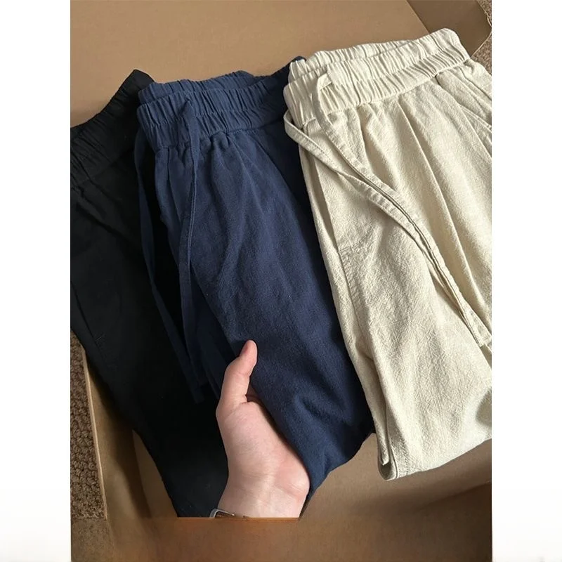 

Summer Thin Straight Leg Sports Pants Men's Cotton Linen Mom Pants High Waist Casual Cool 2025 New Sle Loose Fit Youth Faion
