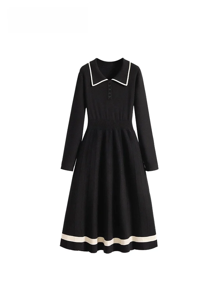 

Новая модная женская юбка А-силуэта больших размеров с длинным рукавом, весенняя, в стиле колор-блок, для повседневной носки, из полиэстера