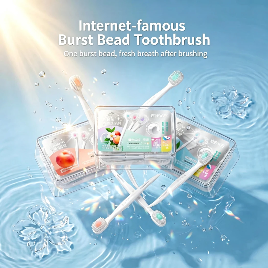 

Portable Disposable Burst Bead Toothbrush No Toothpaste No Rinse Travel Oral Care