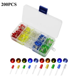100/200Pcs 3mm 5mm LED Light Emitting Diodes Assortment Kit Round Diffused Led Circuit Component Assorted Set for Arduino