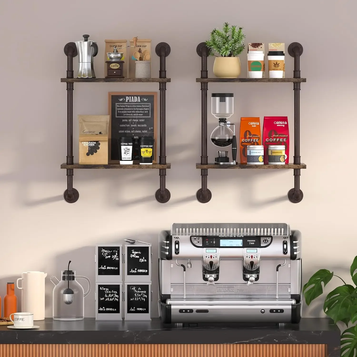 2-уровневые плавающие полки для ванной комнаты в промышленной трубе, 16-дюймовая настенная полка из дерева в деревенском стиле, стеллаж для хранения, держатель для мелочей