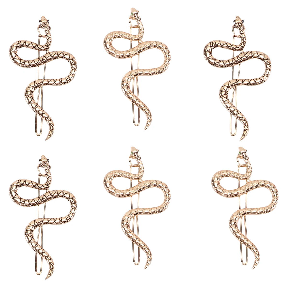 

6pcs Alloy Snake Hair Clips Vintage Metal Hairpins Non-Slip Ponytail Holders For Women Flexible Party Daily Use Hair