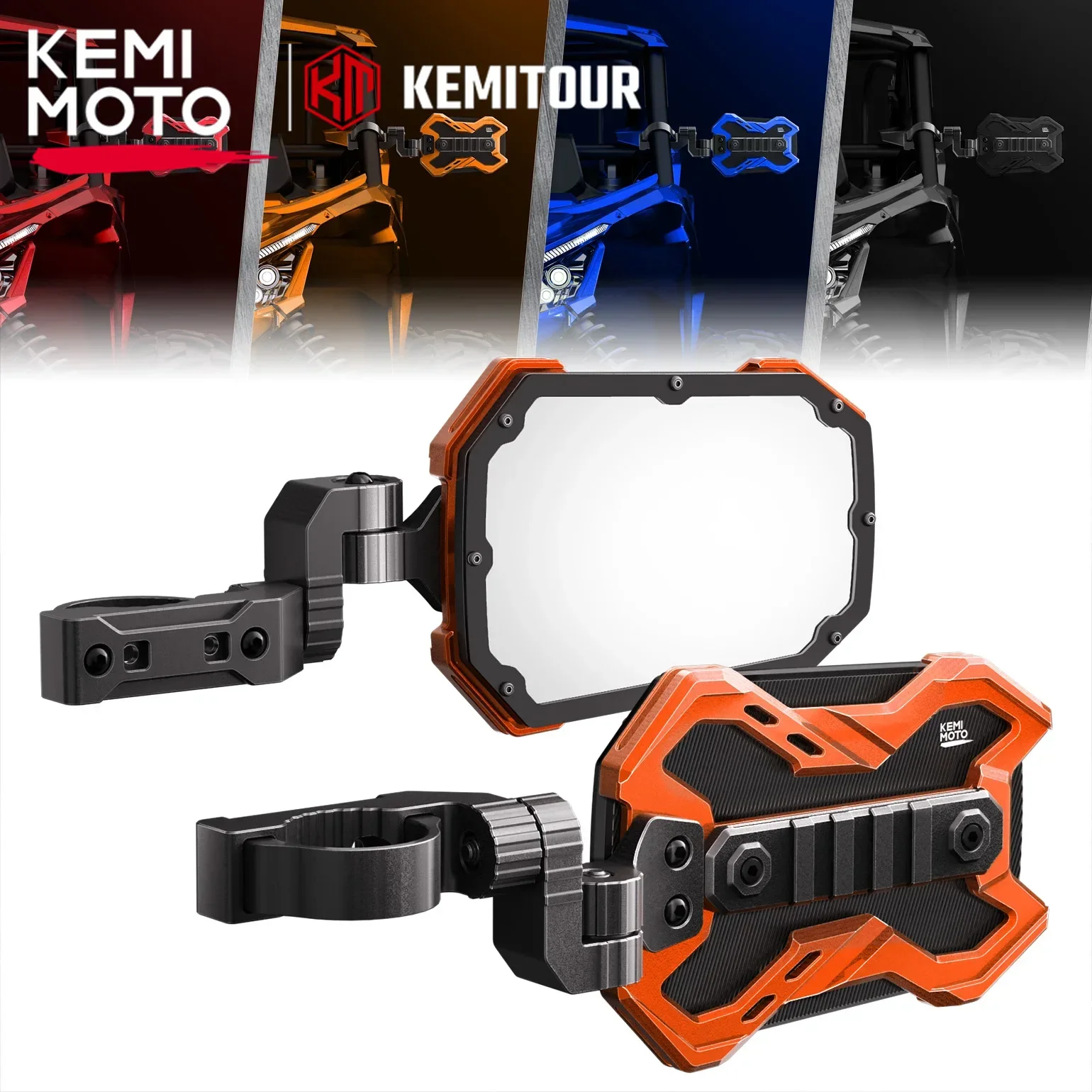 KEMIMOTO UTV CNC Aluminum Side Mirrors For 1.65-2