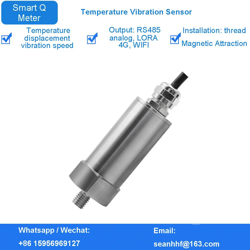 Temperature vibration sensor motor fan pump vibration three-axis displacement velocity integrated monitoring transmitter