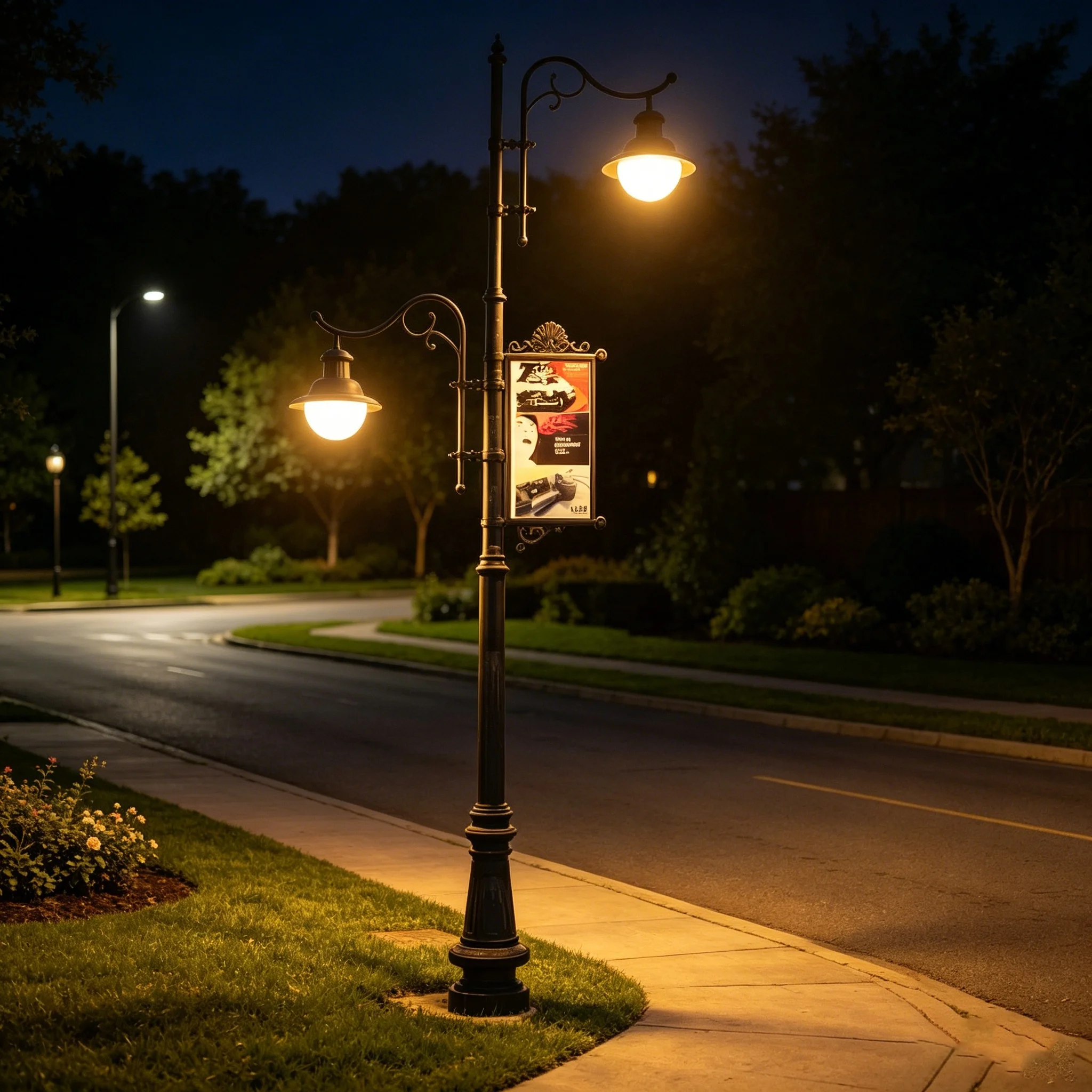 European Landscape Outdoor Walkway Decorative Light with Billboard, Waterproof IP65 Electric Garden Pillar Lamp