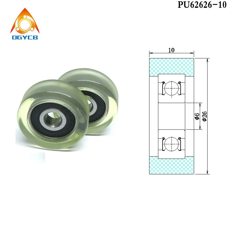 

1pcs 6x26x10 mm High Grade Moving Door Mute PU Pulley PU62626-10 OD 26 mm Outer Polyurethane Bearing Roller 6*26*10 Rubber Wheel