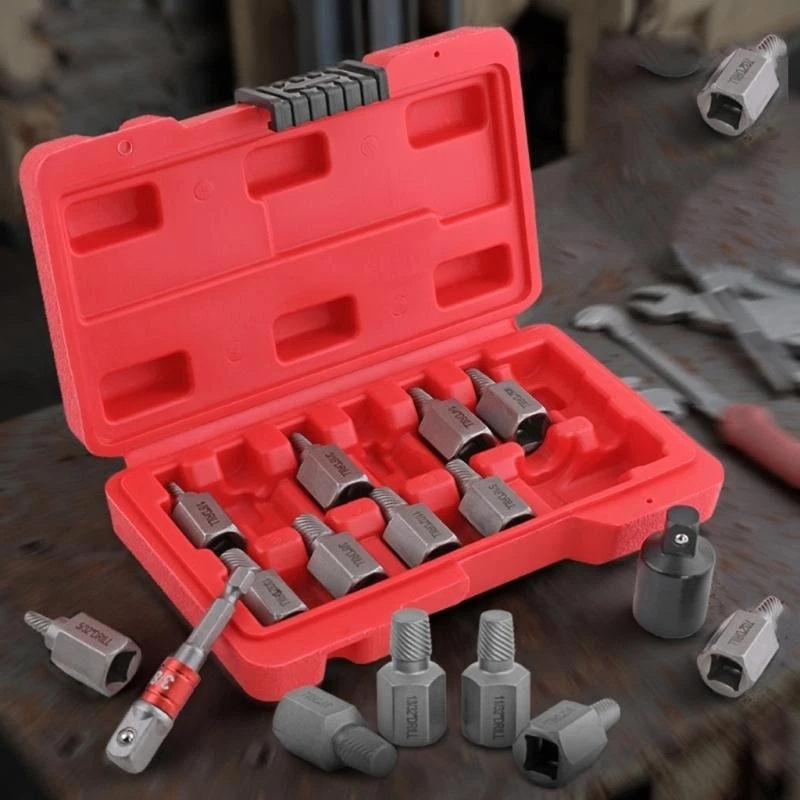 

12 Piece Screw Extractor 3/8 Inch Hexagonal Head Multi Spline Tool Suitable For Stripped And Nut Removal B03E