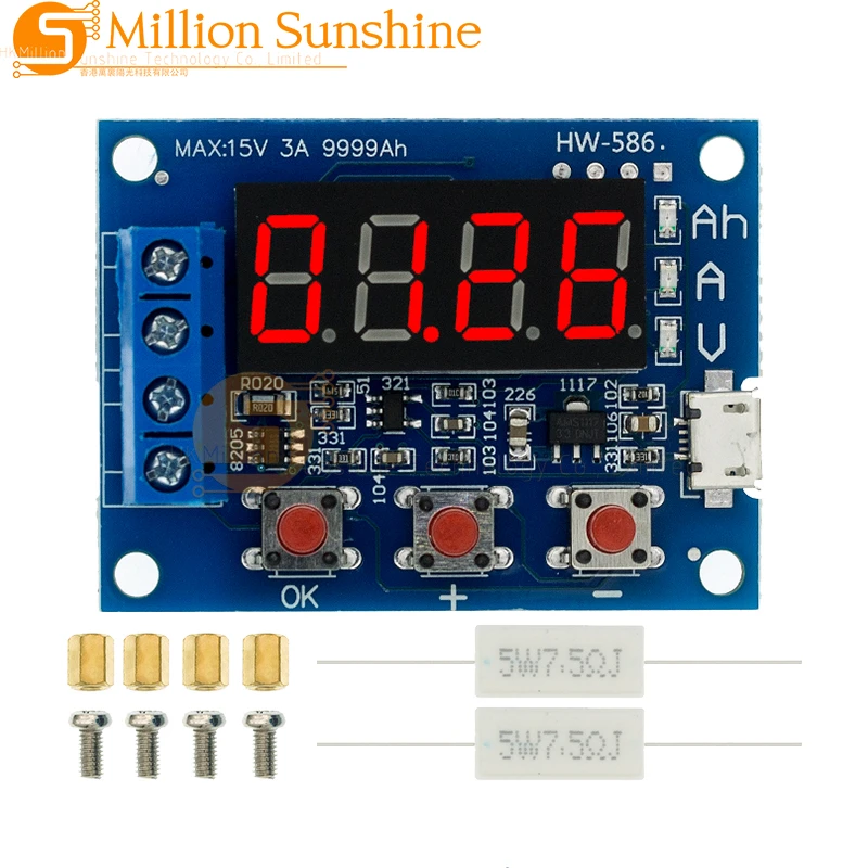 ZB2L3 Battery Tester LED Digital Display 18650 Lithium Battery Power Supply Test Resistance Lead-acid Capacity Discharge Meter