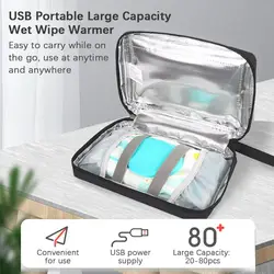 Baby Wet Wipe Warmer Portable USB Wipes Heater Large Capacity Baby Wipes Heater with 30℃ to 60℃ Adjustable Temperature